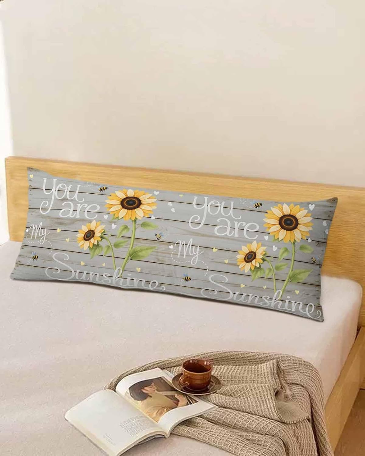 Rgaienmelw You Are My Sunshine Body Throw Pillow Covers 20x54 Inches, Rectangle Decorative Pillowcase with Zipper, Yellow Sunflowers C…
