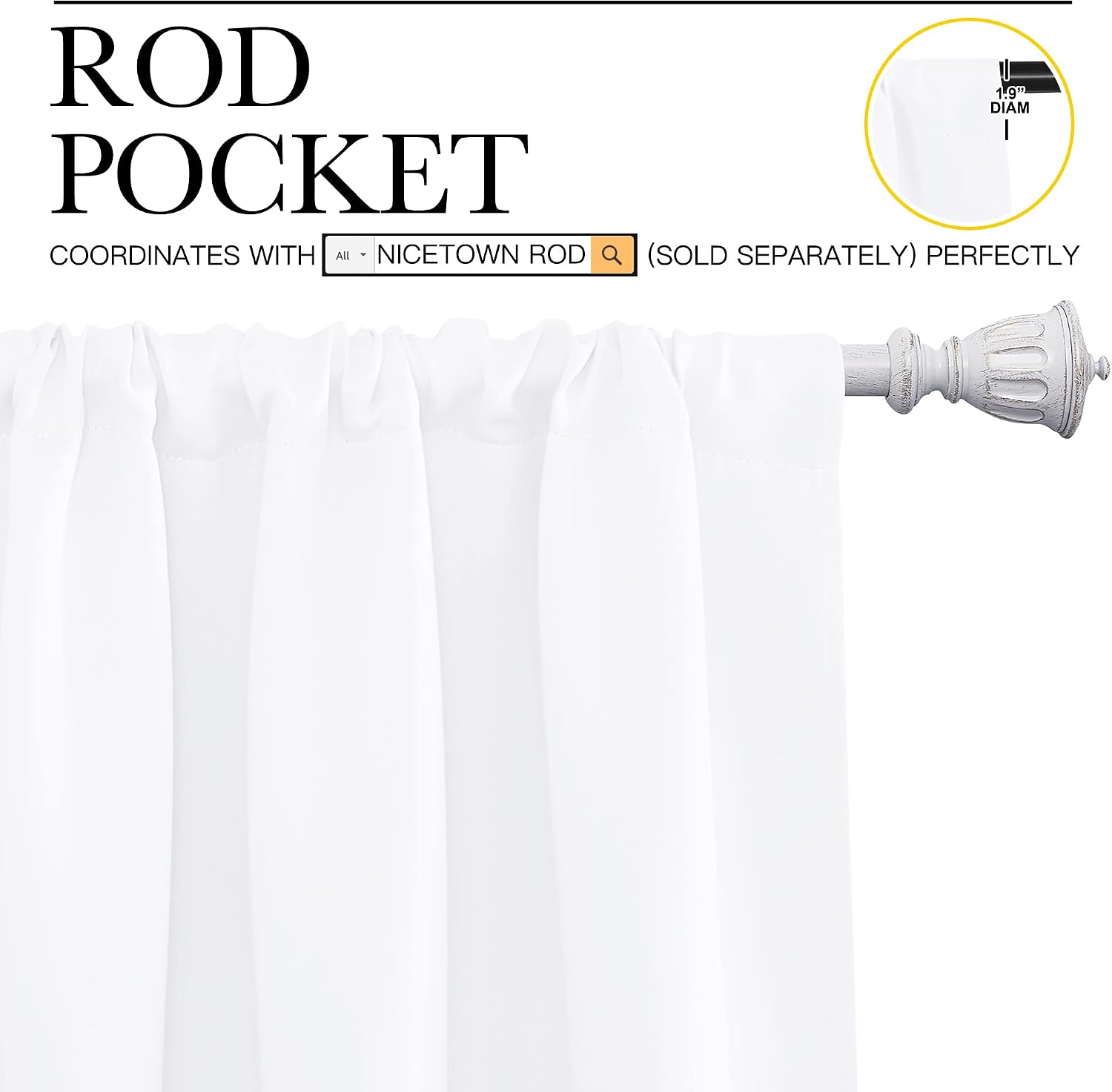 NICETOWN White Bedroom Curtain Panels - Multi-Function Noise Reducing Performance Window Treatment Thermal Insulated Rod Pocket Room…