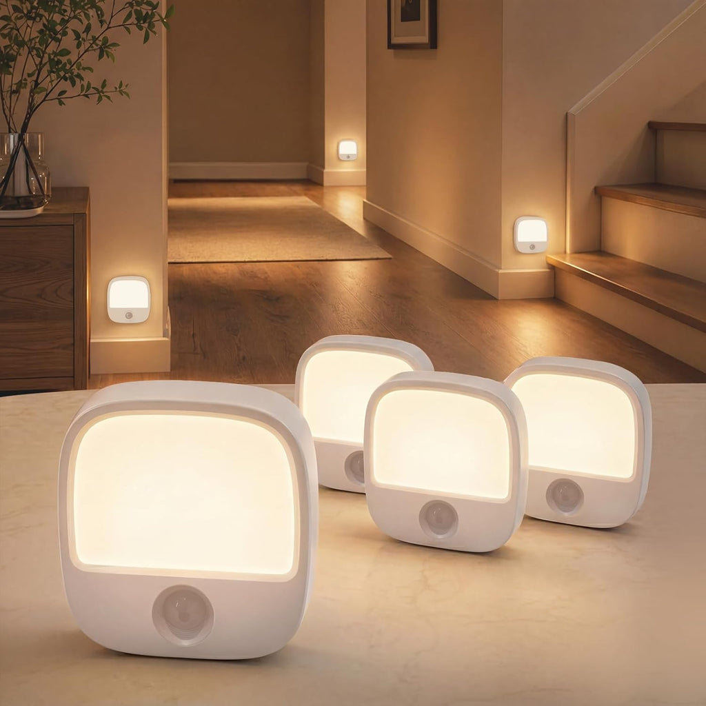 EZVALO Rechargeable Motion Sensor Night Lights, 4 Pack Magnetic Stick-On LED Lights, 3 Color Temperatures, 10%-100% Dimming & Memory…