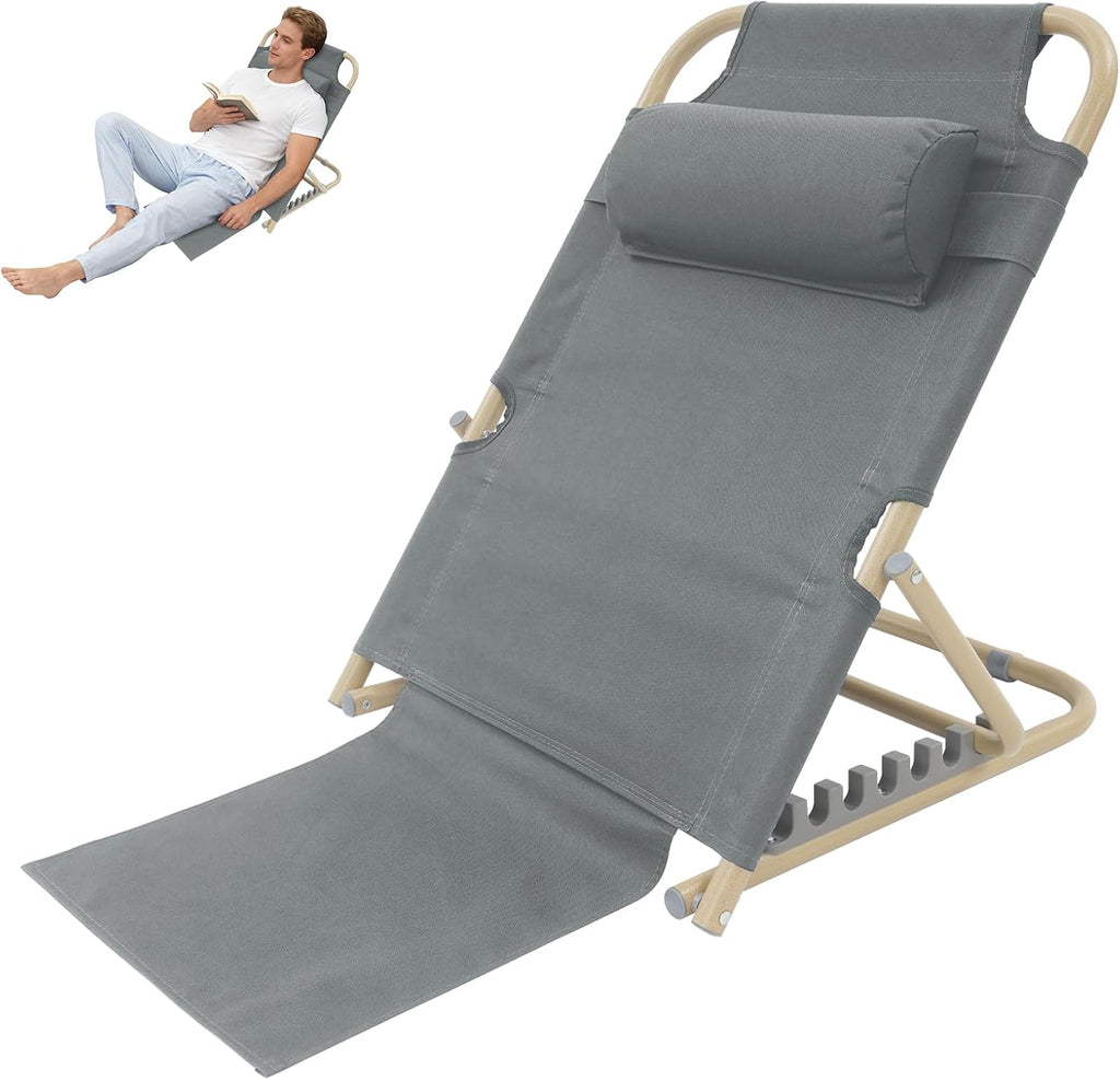 PERFERATE Bed Backrest Support Portable Bed Chair 7 Gears Adjustable Lifting Beds Backrest Folding Reading Chair with Pillow for Elderly…