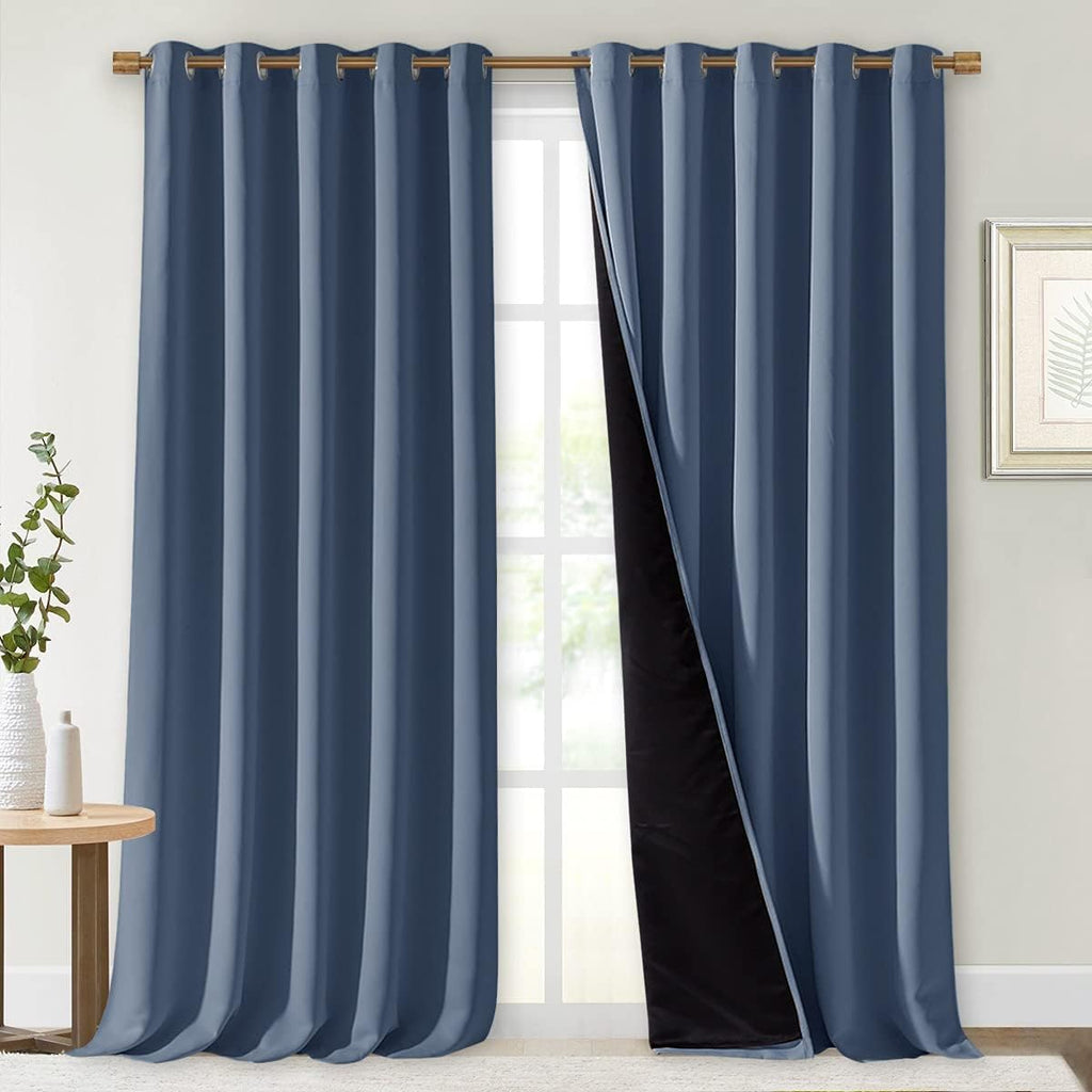Nicetown 100% Blackout Curtains 108 inches Long, Pair of Energy Smart & Noise Blocking Out Drapes for Baby Room Window, Thermal Insulated G…