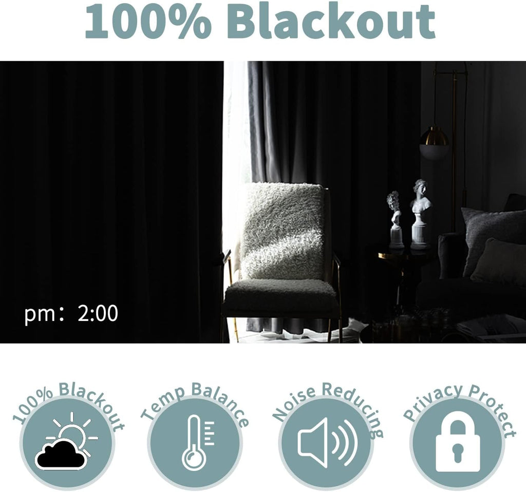 BGment Short 100% Blackout Curtains for Bedroom, Thermal Insulated Energy Efficiency Noise Reducing Grommet Curtains 45 Inch Length with Li…