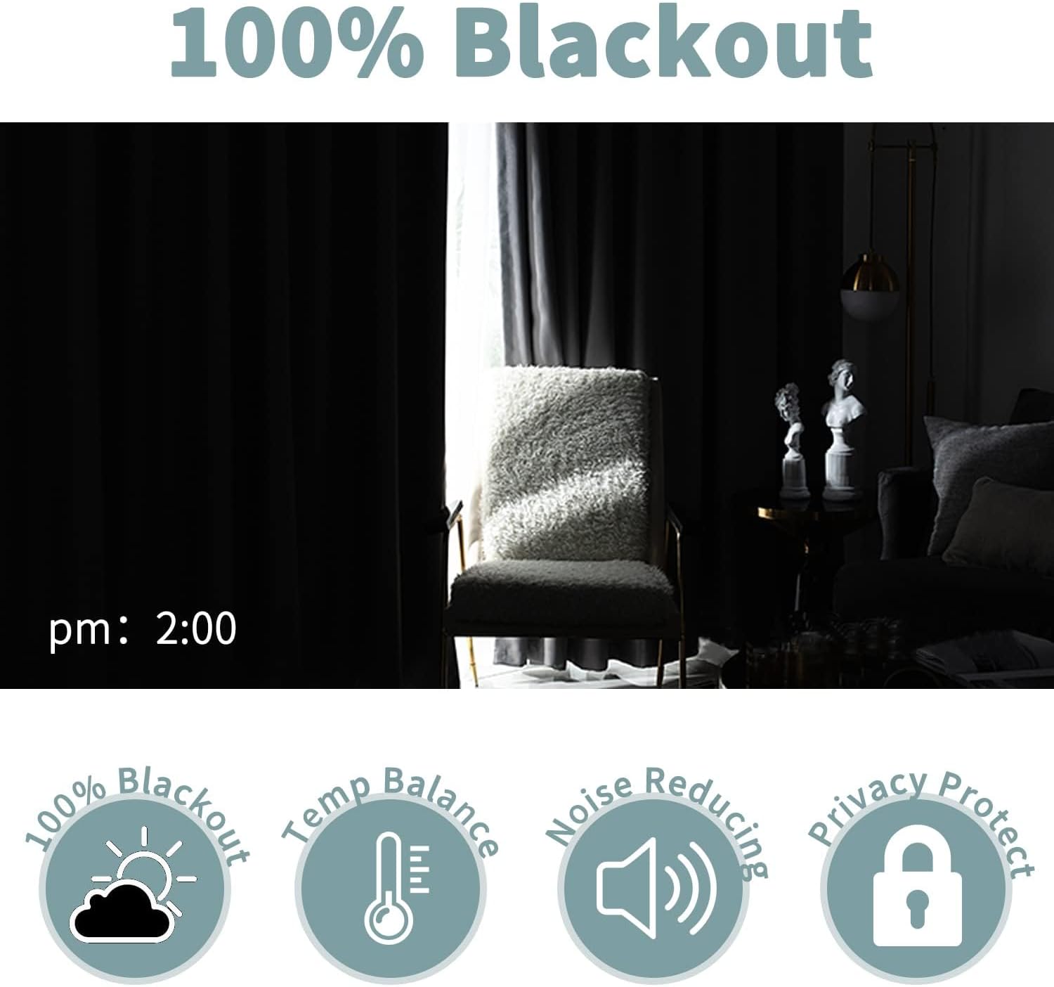 BGment Short 100% Blackout Curtains for Bedroom, Thermal Insulated Energy Efficiency Noise Reducing Grommet Curtains 45 Inch Length with Li…