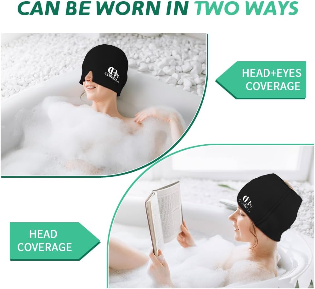 Conbella Migraine Relief Cap, Soothing Headache Ice Face Mask Products, Hot and Cold relaxation, Migraine Headache Relief Cap for…