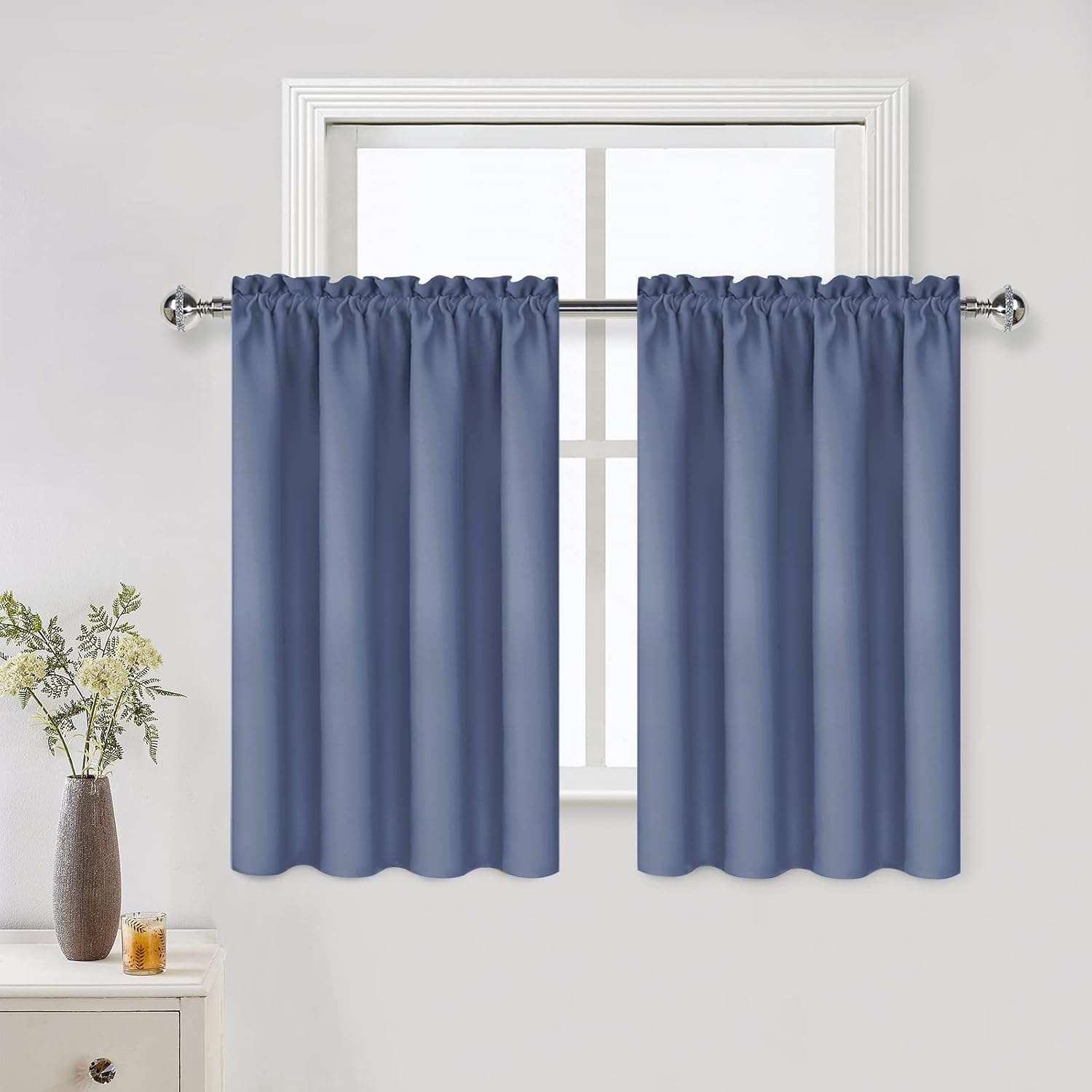 DWCN Blackout Curtains – Thermal Insulated, Energy Saving & Noise Reducing Bedroom and Living Room Curtains, Dusty Blue, W 42x L 36 Inch…