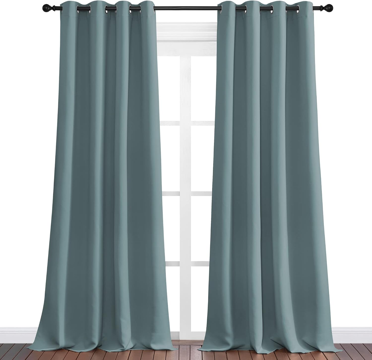 Nicetown Modern Blackout Curtains Noise Reducing, Greyish Blue, 2 Panels, W55 x L120 -Inch, Thermal Insulated and Privacy Room Darkening Dr…