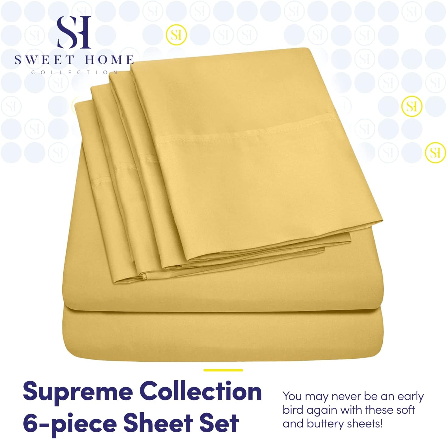 Queen Sheets Yellow - 6 Piece 1500 Supreme Collection Fine Brushed Microfiber Deep Pocket Queen Sheet Set Bedding - 2 Extra Pillow Cases…