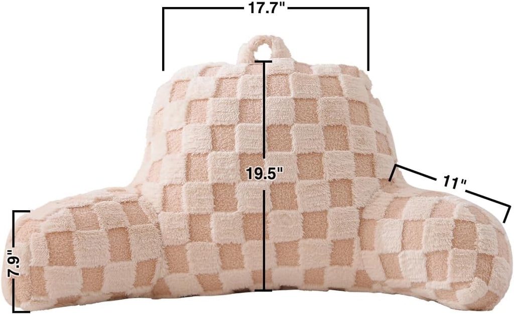 Holawakaka Checkered Reading Pillow with Arms, Adults Backrest Reading & Rest Pillows for Sitting Up in Bed, Bed Rest, Lounging, Working, A…