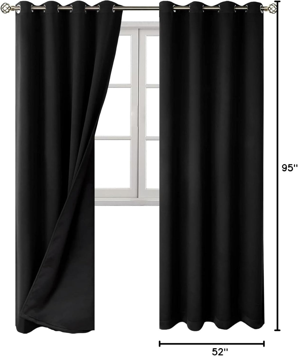 BGment Black Blackout Curtains 95 Inches Long 2 Panels Set for Living Room, Thermal Insulated 100% Light Blocking Curtains & Drapes, Gromme…