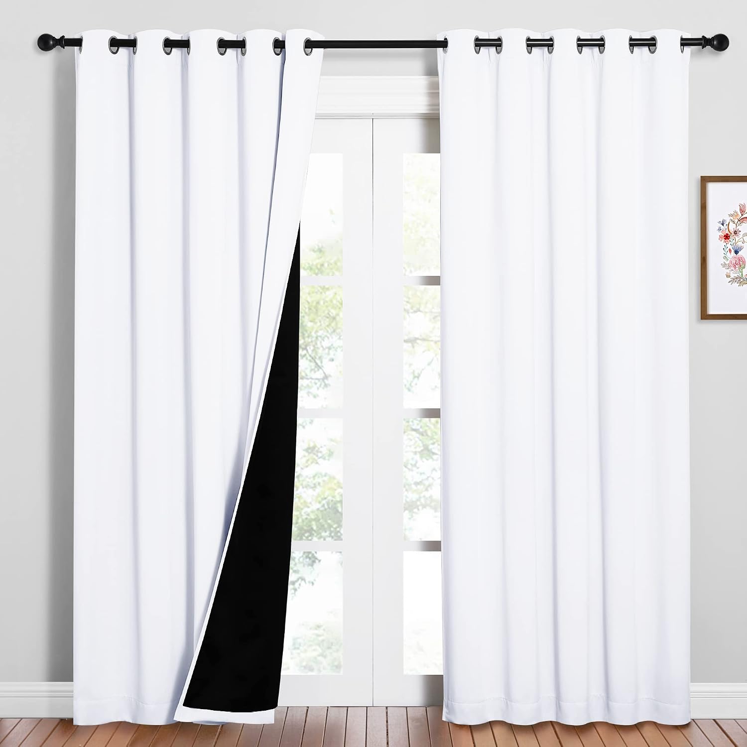 Nicetown 100% Blackout Window Curtain Panels, Cold and Full Light Blocking Drapes with Black Liner for Nursery, 84 inches Drop Thermal Insu…