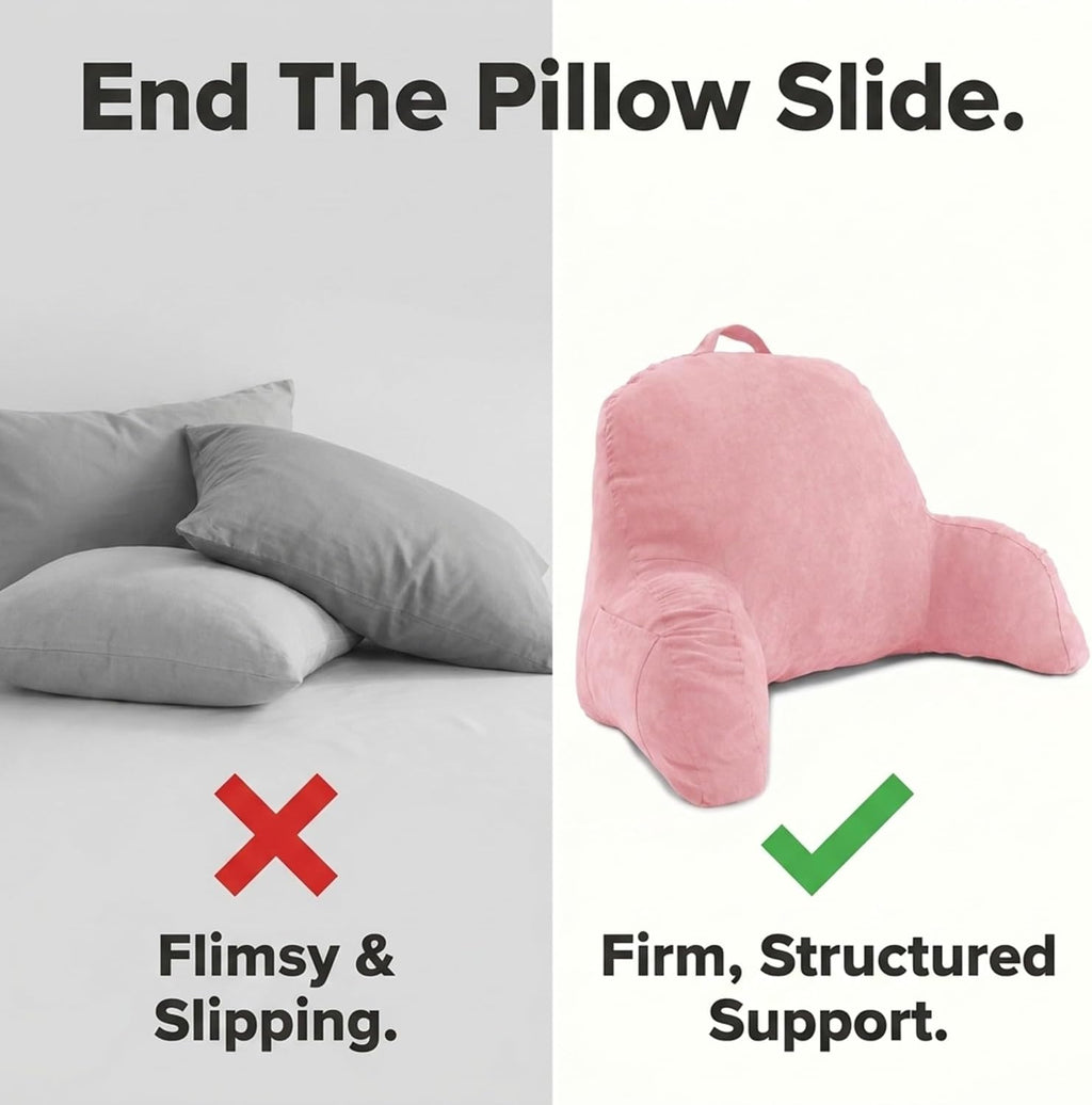Deluxe Comfort Microsuede Bed Rest - Backrest Pillow with Arms - Bed Rest Pillow - Reading Bedrest Lounger - Sitting Support Pillow - Soft…