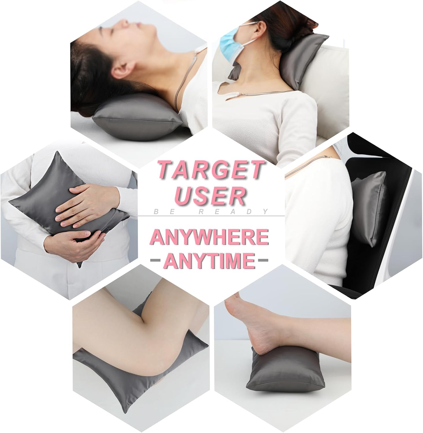 BNRendles Small Neck Pillow for Recliner Chair Neck with Removable Pillowcover Little Cervical Support Cushion Tiny Pillows Sleep Nap Satin…