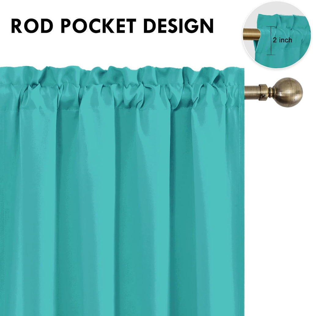 DWCN Blackout Curtains for Living Room Thermal Insulated, Energy Saving & Noise Reducing Bedroom Curtains, Peacock Blue, W 52x L 45 Inch…