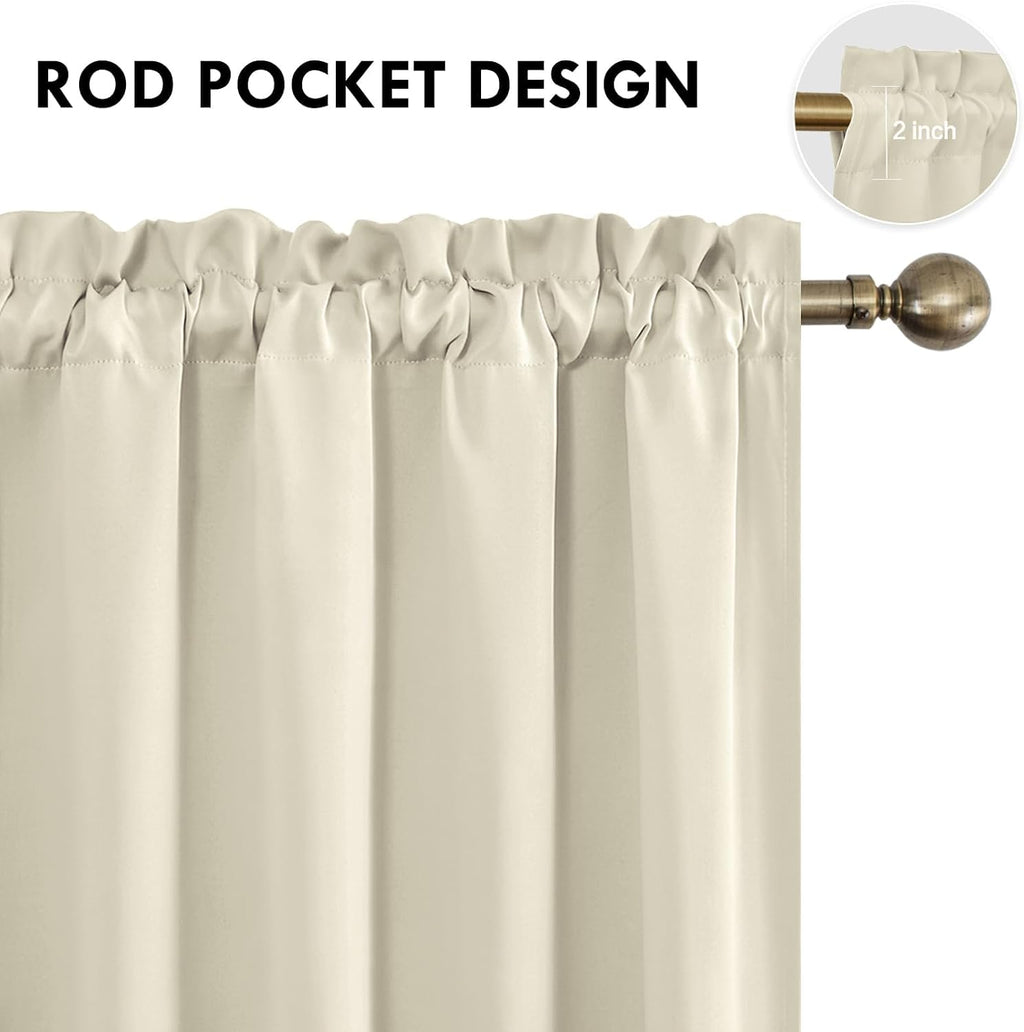 DWCN Blackout Curtains for Living Room Thermal Insulated, Energy Saving & Noise Reducing Bedroom Curtains, Light Beige, W 52x L 36 Inch…