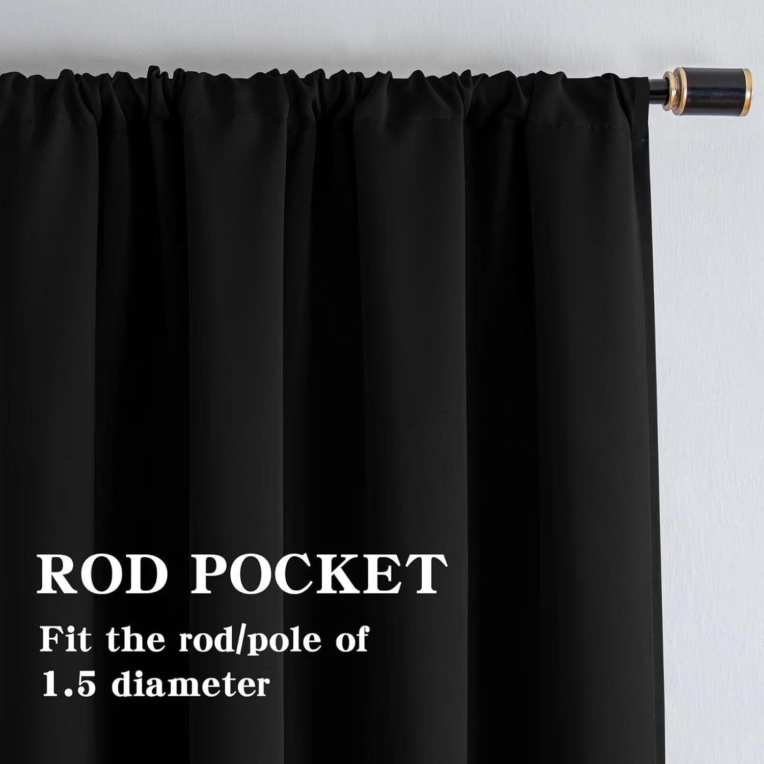 Igemaeve Black Blackout Curtains 72 Inch Length 2 Panels Set, Black Out Curtains for Bedroom 72 Inch Long, Rod Pocket Energy Saving Room Da…