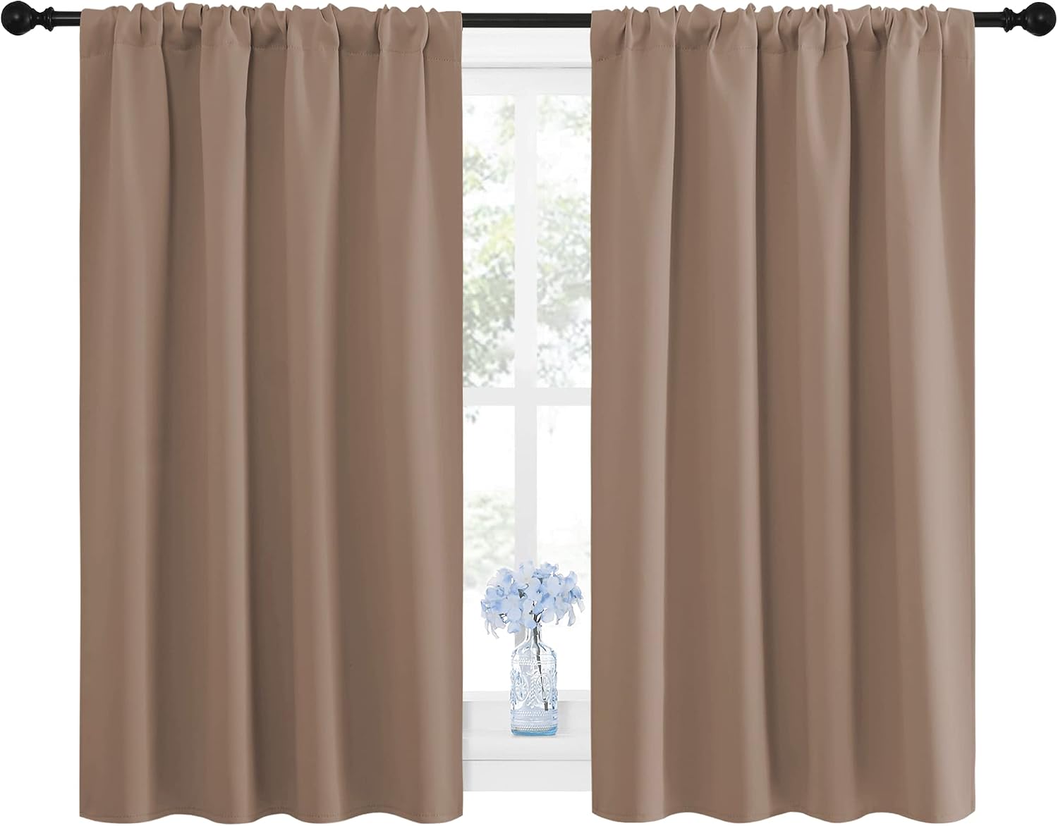 NICETOWN Kitchen Window Blackout Curtains - Window Treatment Thermal Insulated Rod Pocket Blackout Draperies/Drapes for Bedroom/Kitchen…
