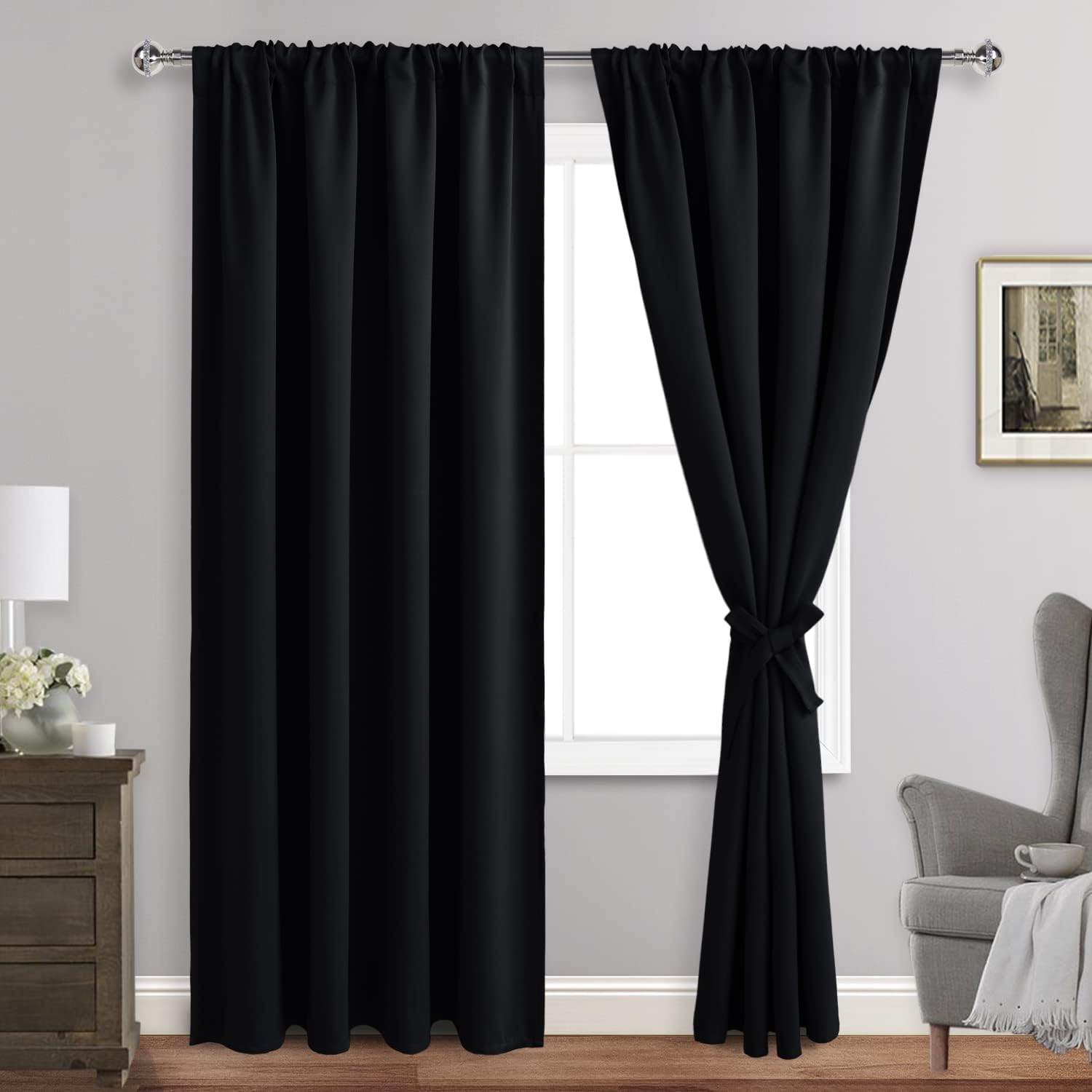 Jiuzhen Blackout Curtains for Bedroom - Thermal Insulated, Noise Reducing Room Darkening Privacy Rod Pocket Drapes for Living Room, Set of 2…