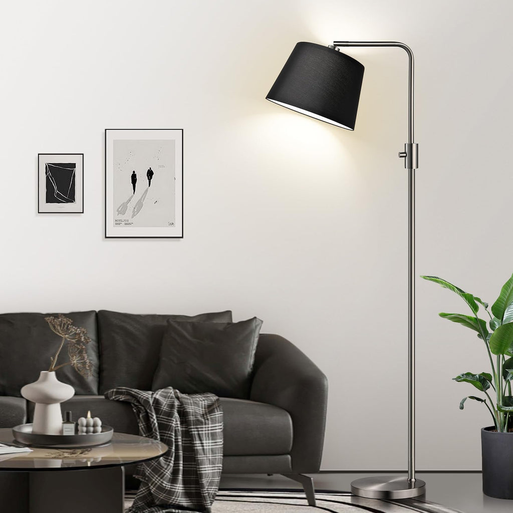 Nintiue 【Upgraded】 Dimmable Floor Lamp, 1000 Lumens LED Edison Bulb Included, Brushed Nickel Arc Floor Lamps Modern Standing Lamp with…