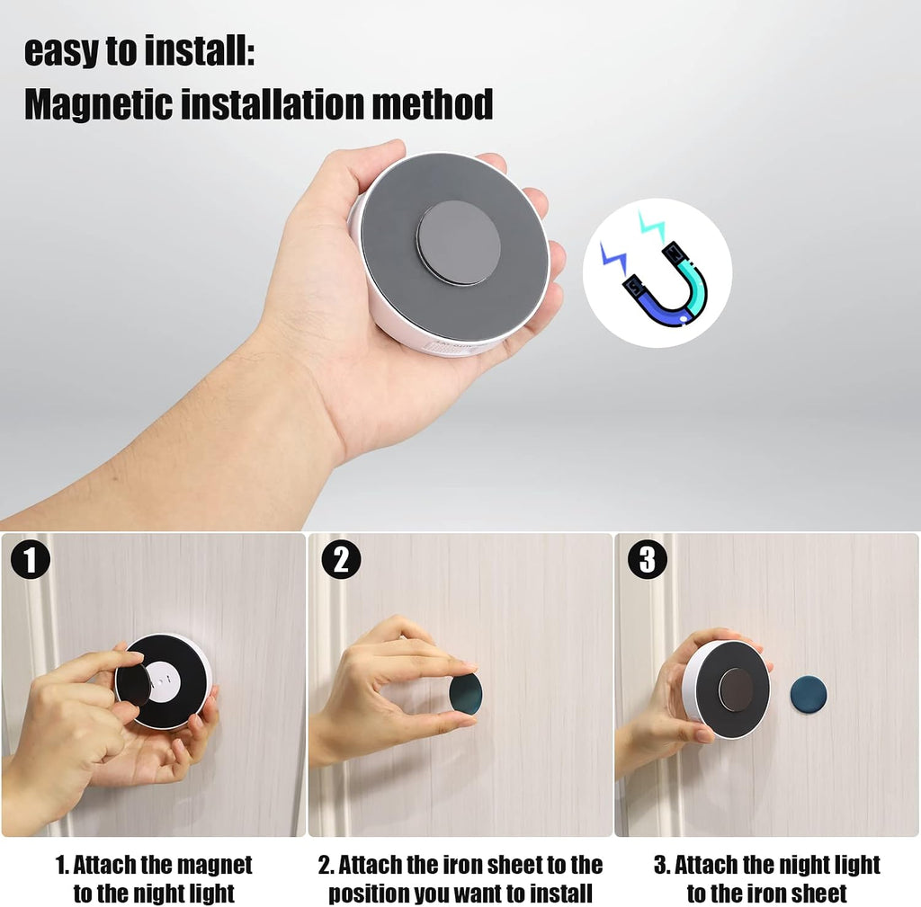3 Pack Motion Sensor Light, 8 LEDs Rechargeable Night Light, with USB Cable & Magnetic Patch, 3 Modes, Cordless Safe Wall Light for…