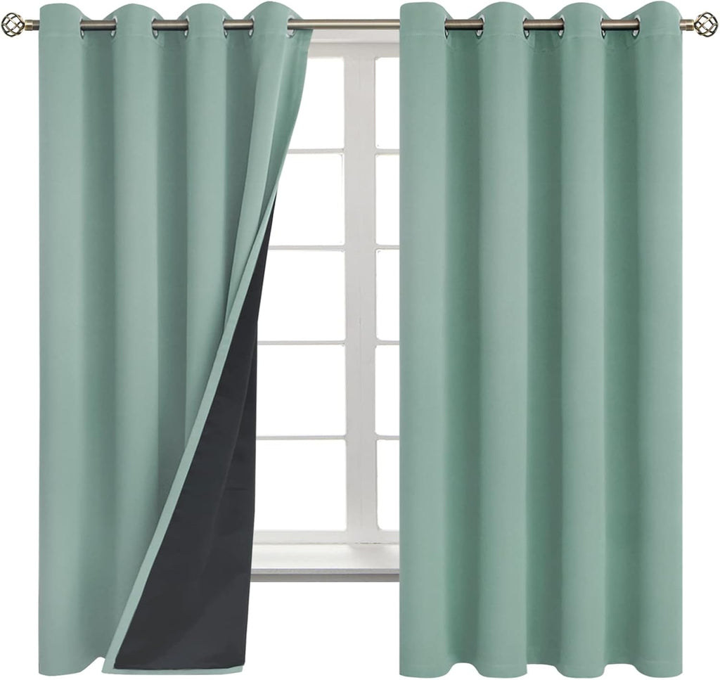 BGment Thermal Insulated 100% Blackout Curtains for Bedroom with Black Liner, Double Layer Full Room Darkening Noise Reducing Grommet Curta…