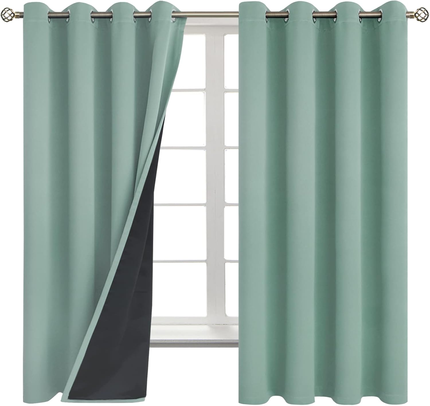 BGment Thermal Insulated 100% Blackout Curtains for Bedroom with Black Liner, Double Layer Full Room Darkening Noise Reducing Grommet Curta…