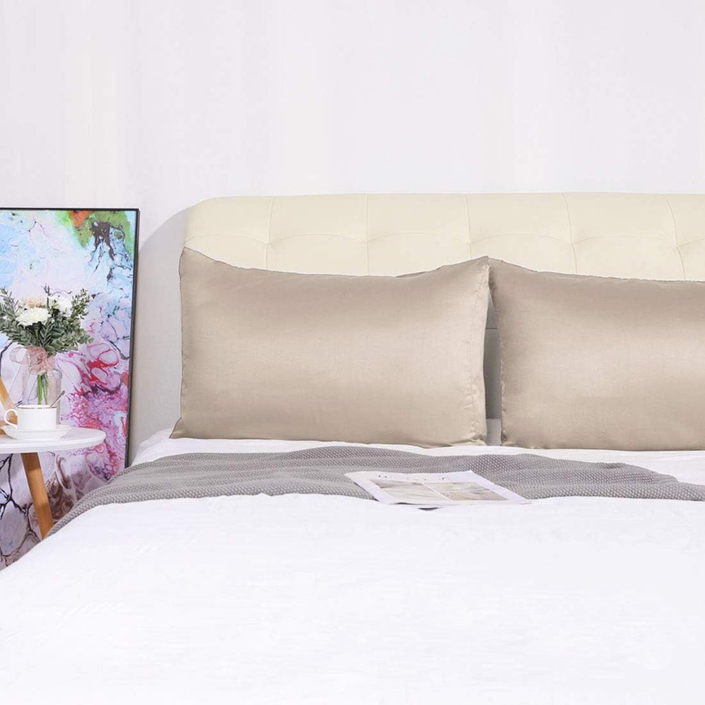 uxcell 2 Pack Silk Satin Pillowcase for Hair and Skin, Cool, Silky, Soft Breathable Pillow Cases Standard Size 20x26 Inch Sateen Pillowcase…