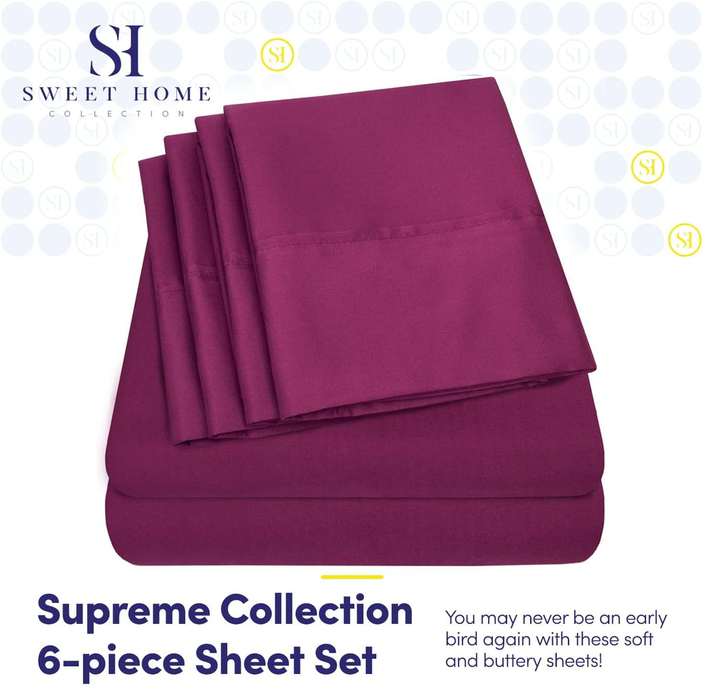 King Size Bed Sheets - 6 Piece 1500 Supreme Collection Fine Brushed Microfiber Deep Pocket King Sheet Set Bedding - 2 Extra Pillow Cases…