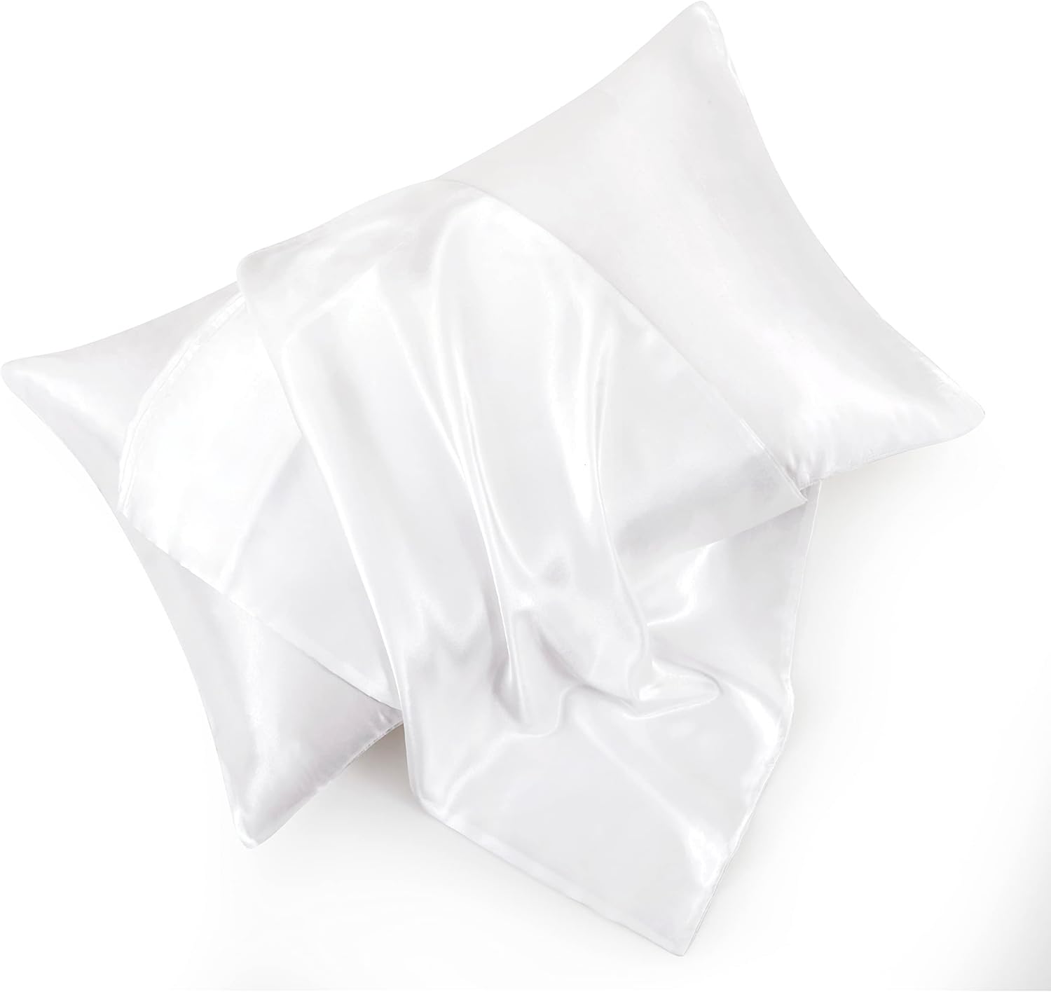 HommxJF White Satin Pillowcases Queen Size Set of 2 for Hair and Skin, White Silk Pillowcase Breathable Pillowcase with Envelope Closure Whi…