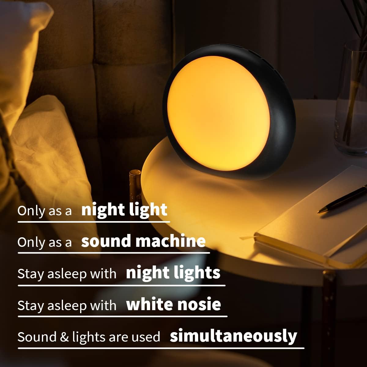 iDealSleep Loud Brown Noise Sounds White Noise Machine 30 Soothing Sounds 12 Color Night Lights Auto-Off Timer Sleep Machine with Memory Fu…