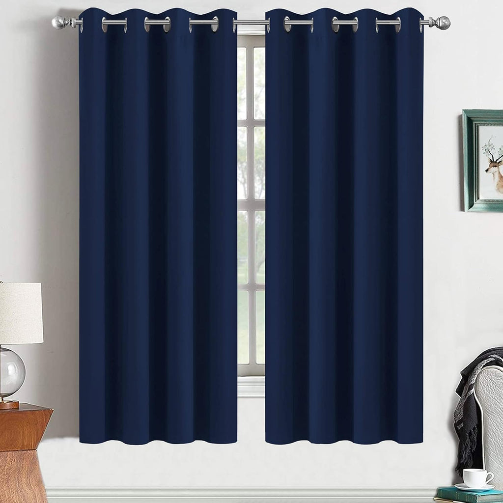 Yakamok Black Out Curtains 63 Inch Long Room Darkening Thermal Insulated Blackout Curtain Solid Grommet Top Window Drapes for Bedroom…