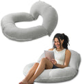 Insen Reading Pillow, Back Pillow for Sitting in Bed and Couch, Gaming Pillow for Adults, Sit Up Support for Bed, Grey Jersey Grey