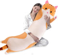 shangman Lovely Plush Cat Doll Cute Cartoon Soft Stuffed Kitten Pillow Long Throw Sleeping Pillow Doll Toy Gift for Kids Girlfriend…