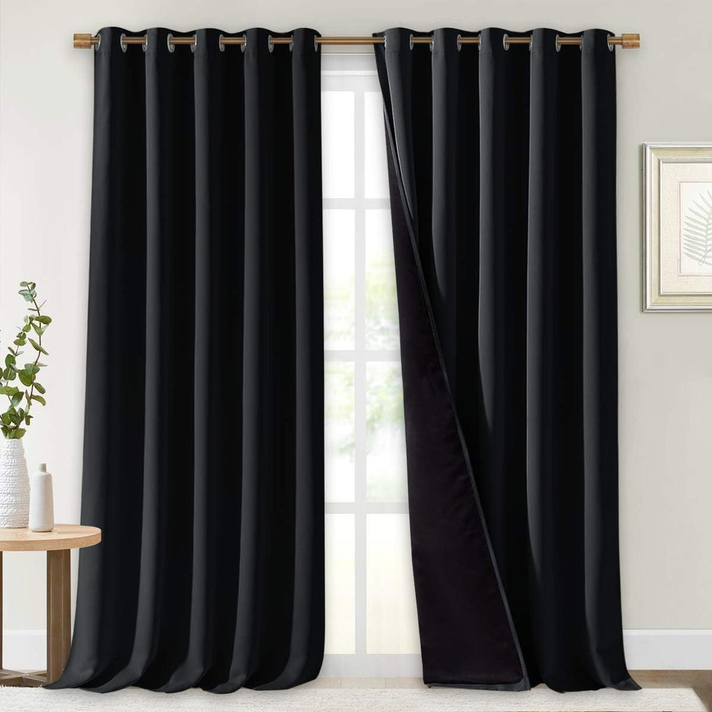 Nicetown Extra Long Truly Blackout Drapes for Hall and Villa, 100% Blackout Window Curtain Panels with Black Lined for Night Shift Worker,…