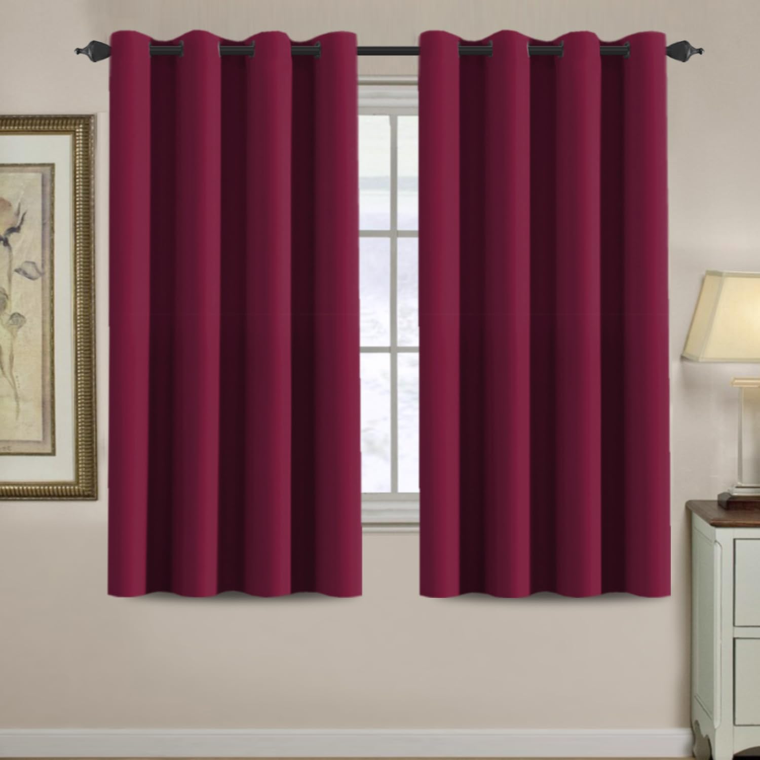 H.VERSAILTEX Blackout Curtains for Living Room/Bedroom Ultra Soft and Smooth Thermal Insulated Grommet Red Blackout Curtains fo…