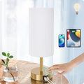 Bedside Lamp with USB port - Touch Control Table Lamp for Bedroom Wood 3 Way Dimmable Nightstand Lamp with Round Pleated Shade for Living…