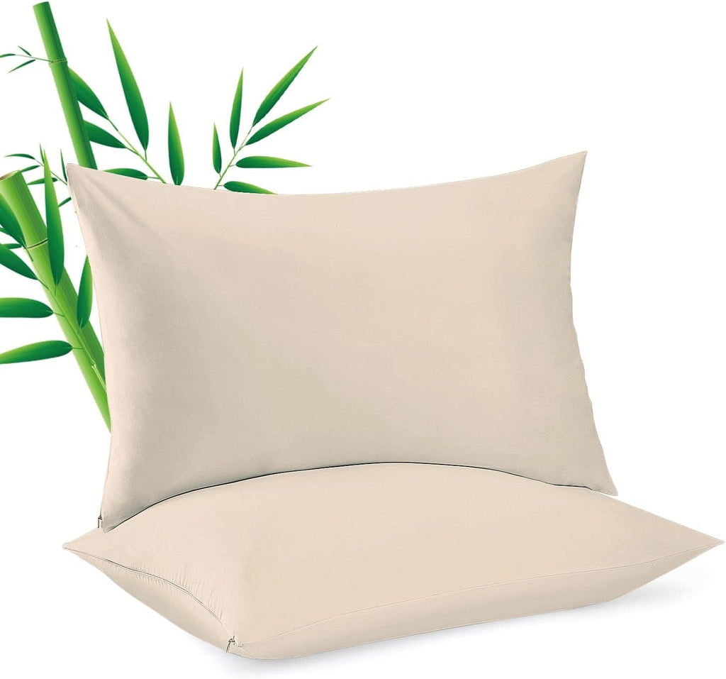 ShunjieHome 4 Pack Bamboo Viscose Pillow Protectors Toddler Size, 400 Thread Count Cooling Zippered Pillowcases for Hot Sleepers & Night Sw…