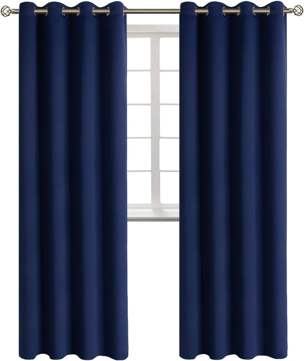 BGment Blackout Curtains - Grommet Thermal Insulated Room Darkening Bedroom and Living Room Curtains, Set of 2 Panels (52 x 120 Inch, Navy)…