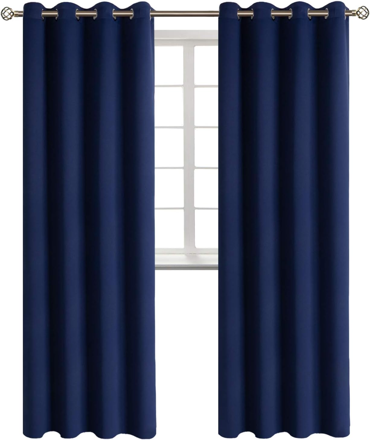 BGment Blackout Curtains - Grommet Thermal Insulated Room Darkening Bedroom and Living Room Curtains, Set of 2 Panels (52 x 120 Inch, Navy)…