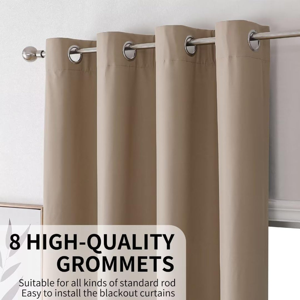 Joydeco Taupe Curtains 96 Inches Long for Bedroom, 100% Blackout Curtains 96 Inches Long for Living Room, Grommet Thermal Insulated 96…