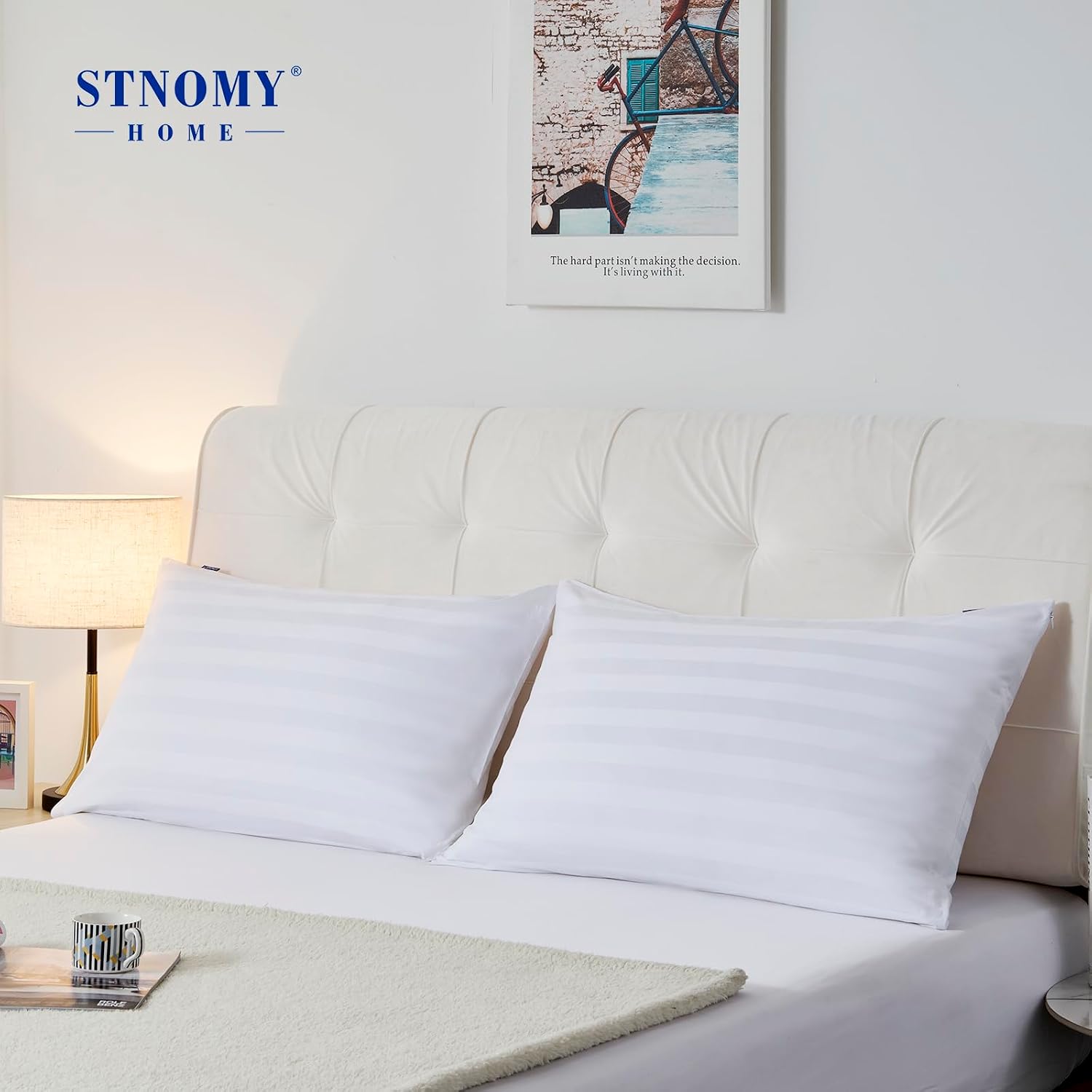 Stnomyhome Cotton Pillow Protectors with Zipper Durable Soft Breathable Pillow Cover King Size 2 Pack 2 Pack Cotton White