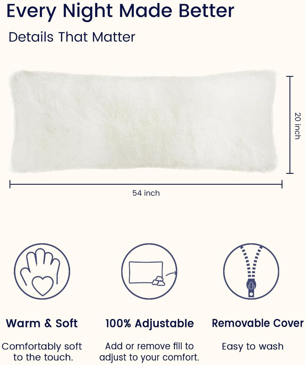Zonli Fluffy Body Pillow, Full Body Pillows for Adults, Long Pillow for Sleeping with Removable Cover and Adjustable Filling for Side Sleep…