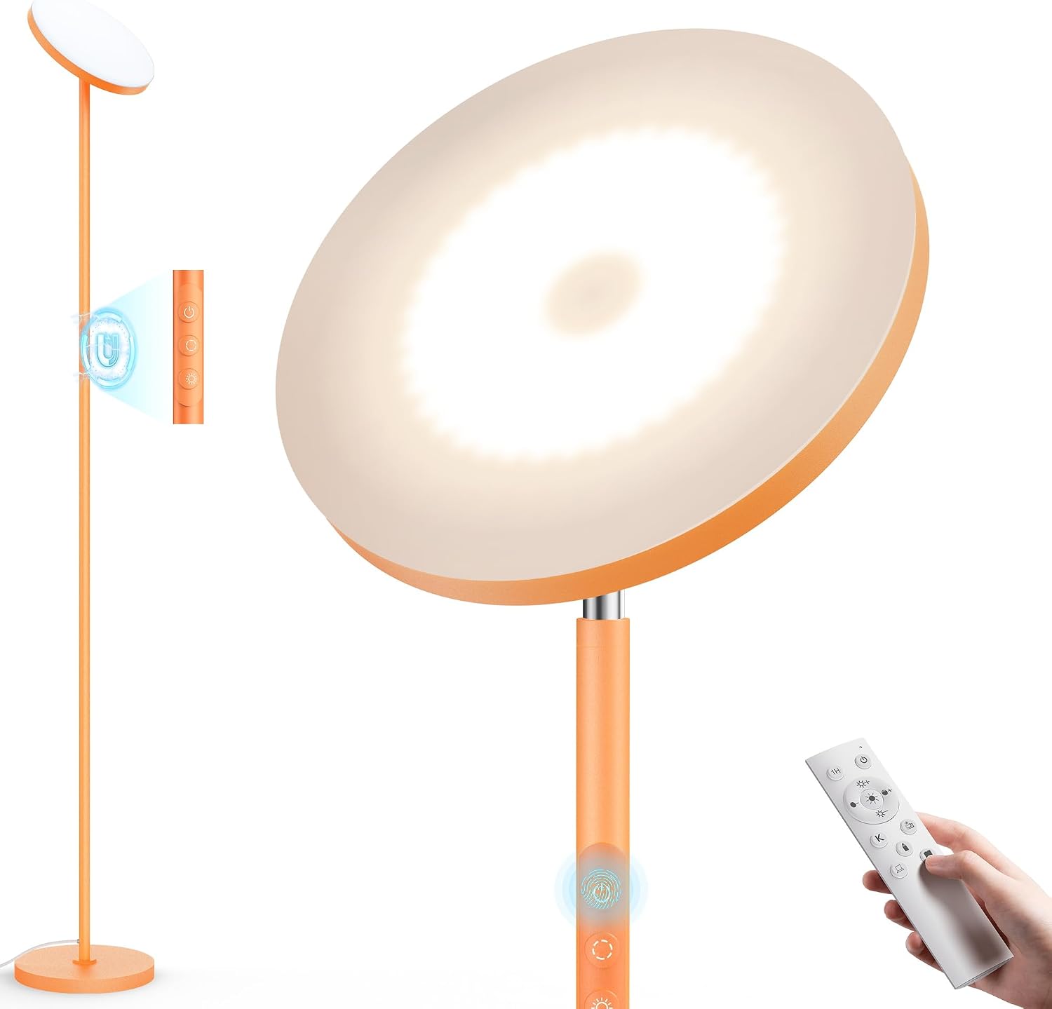 Floor Lamp, Bright 36W 3500LM Standing Lamp with Remote, 2700K Soft White to 6500K Cool White Adjustable, Touch Control Dimmable Torchiere…