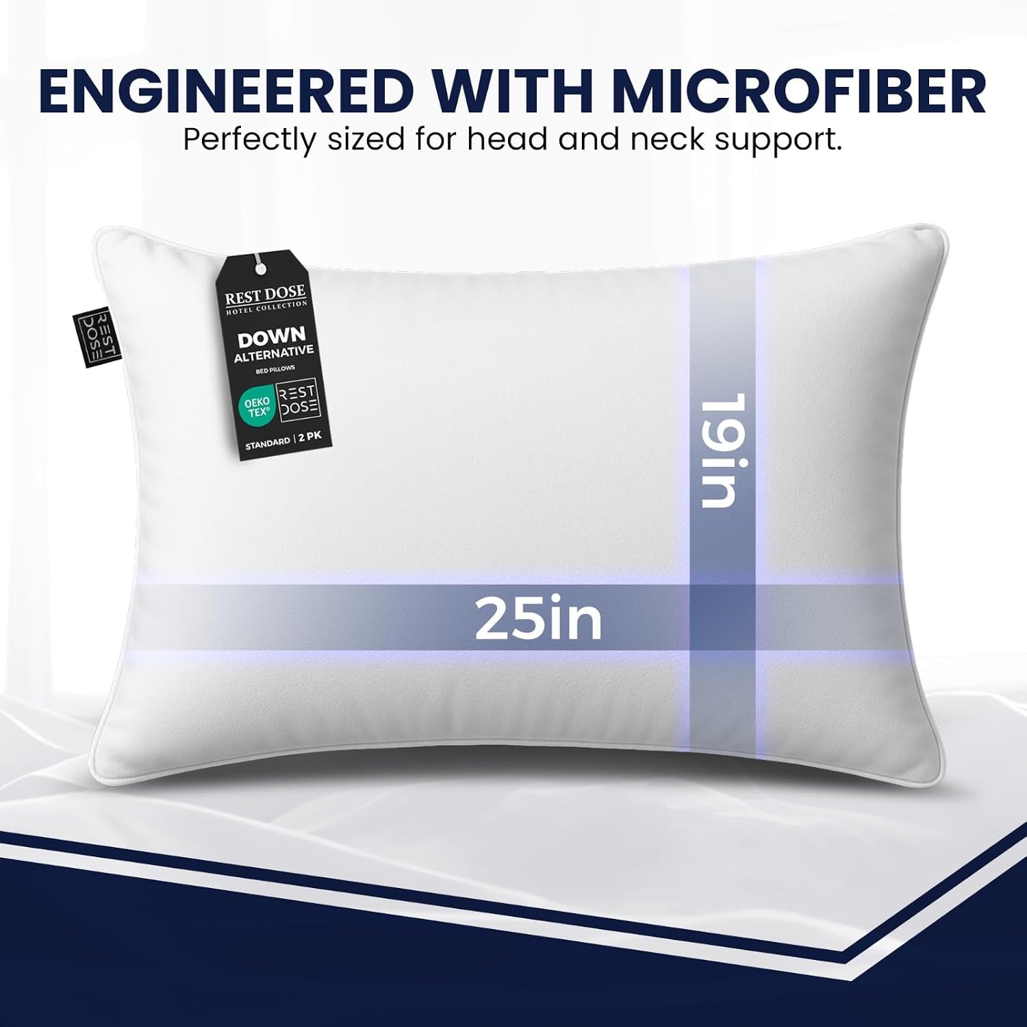 REST DOSE Bed Pillows for Sleeping, Set of 2 – Cooling, Hotel Quality with Soft Down Alternative Fill for Back, Stomach & Side Sleep…