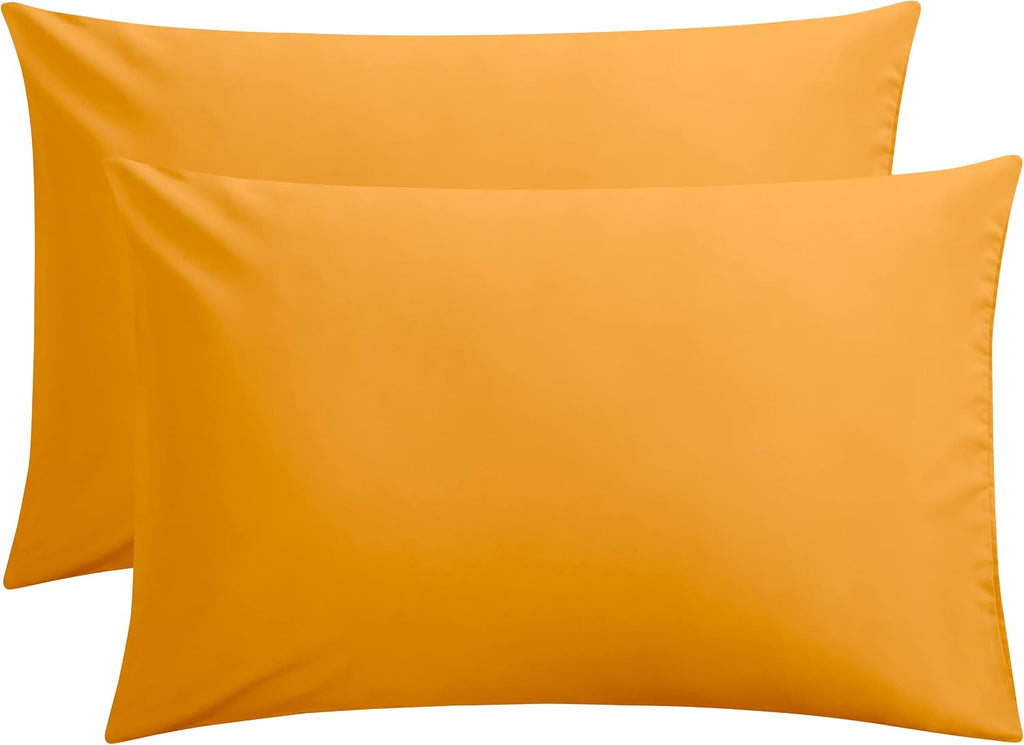 FLXXIE Pillow Cases Queen, Soft Microfiber Pillow Covers with Envelope Closure, Wrinkle Resistant Pillowcases, 2 Piece Set, 20x30, Ginger…