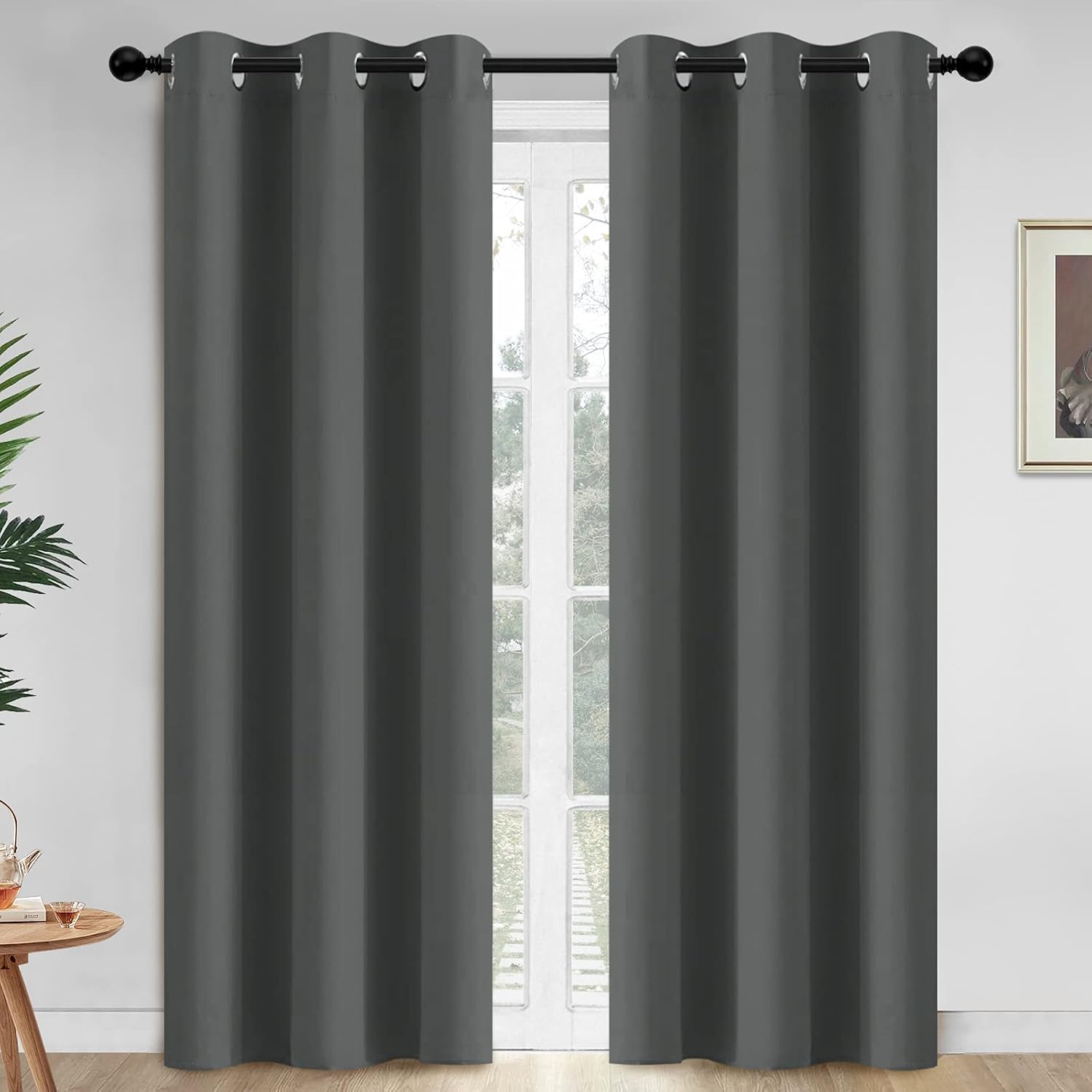 Yakamok 84 Inch Length Blackout Curtains for Bedroom, Thermal Insulated Room Darkening Grommet Top Window Drapes for Living Room, Dark…