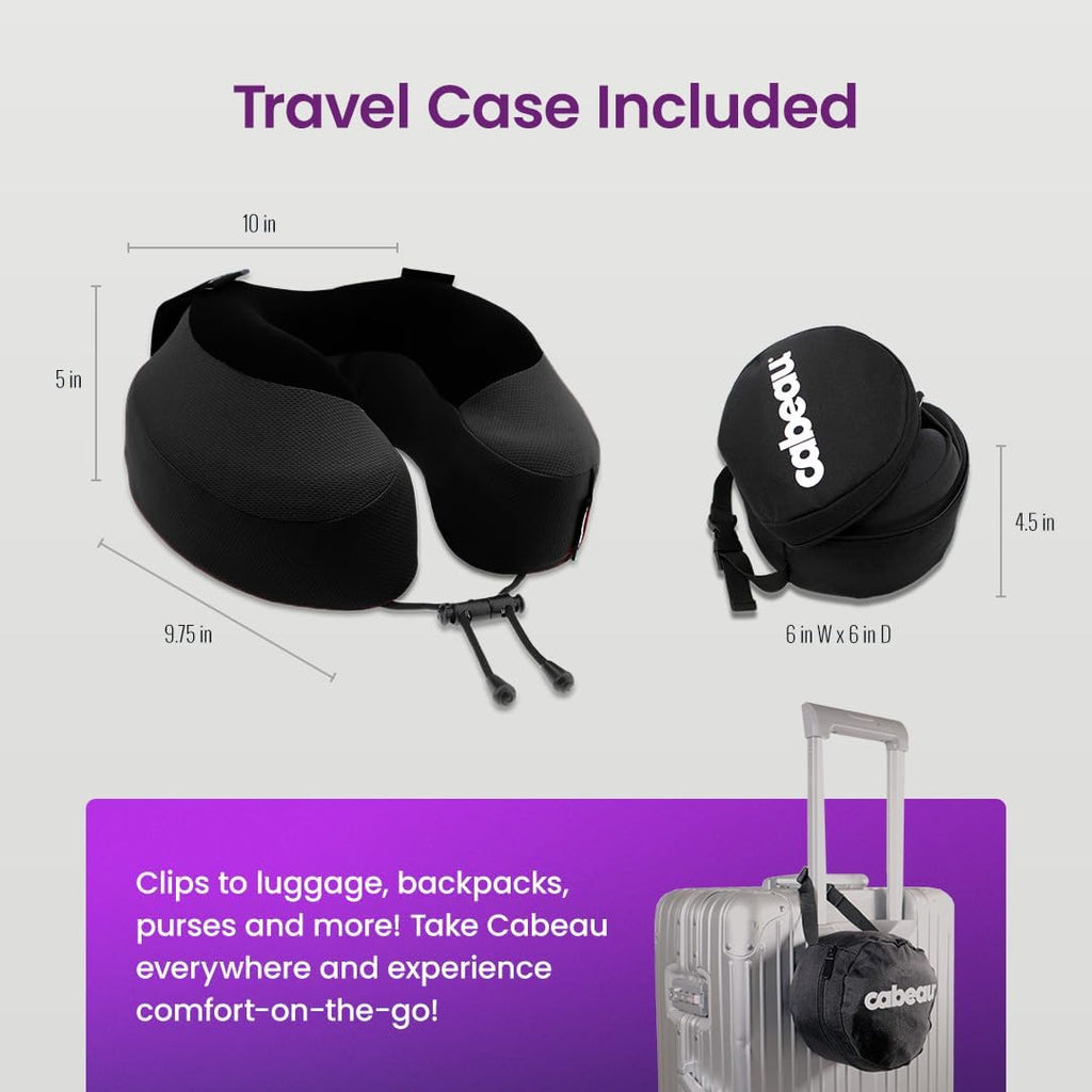 Cabeau Evolution S3 Airplane Travel Pillow for Long Flights - Supportive Memory Foam Body Positioner with Seat Straps to Se Your Head a…