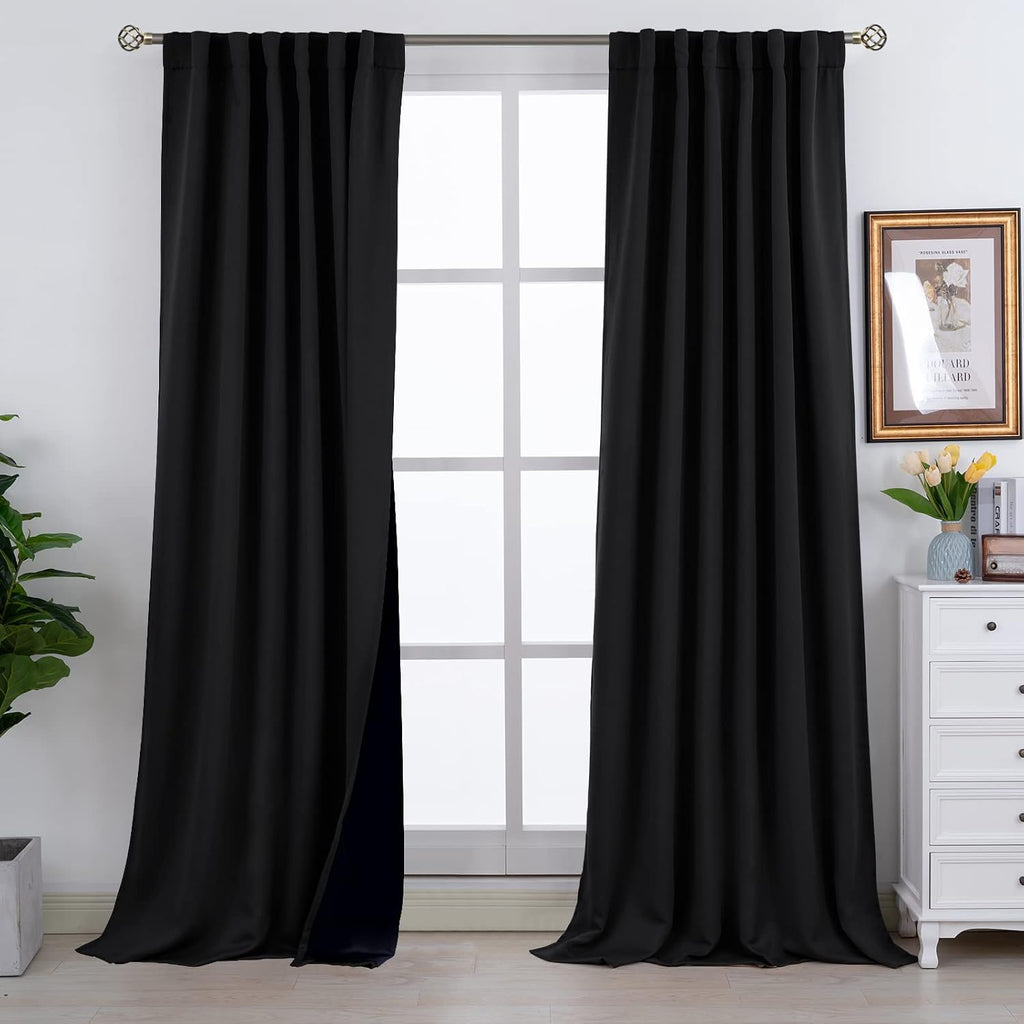 BGment Full Blackout Curtains with Thermal Insulation Liner Curtains 108 Inches Long, Rod Pocket and Back Tab Double Layer Room Darkening…