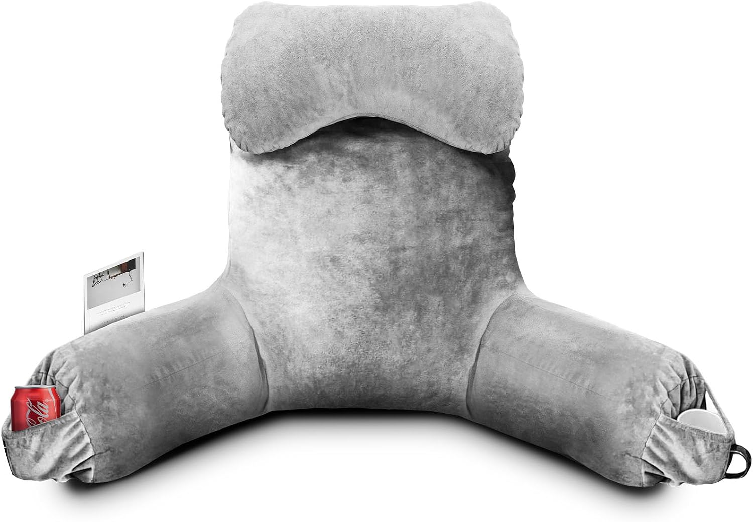 OAISZ Reading Pillow for Sitting in Bed Adult, Reading Pillow with Shredded Memory Foam (LightGery, Extra Large 25" H)