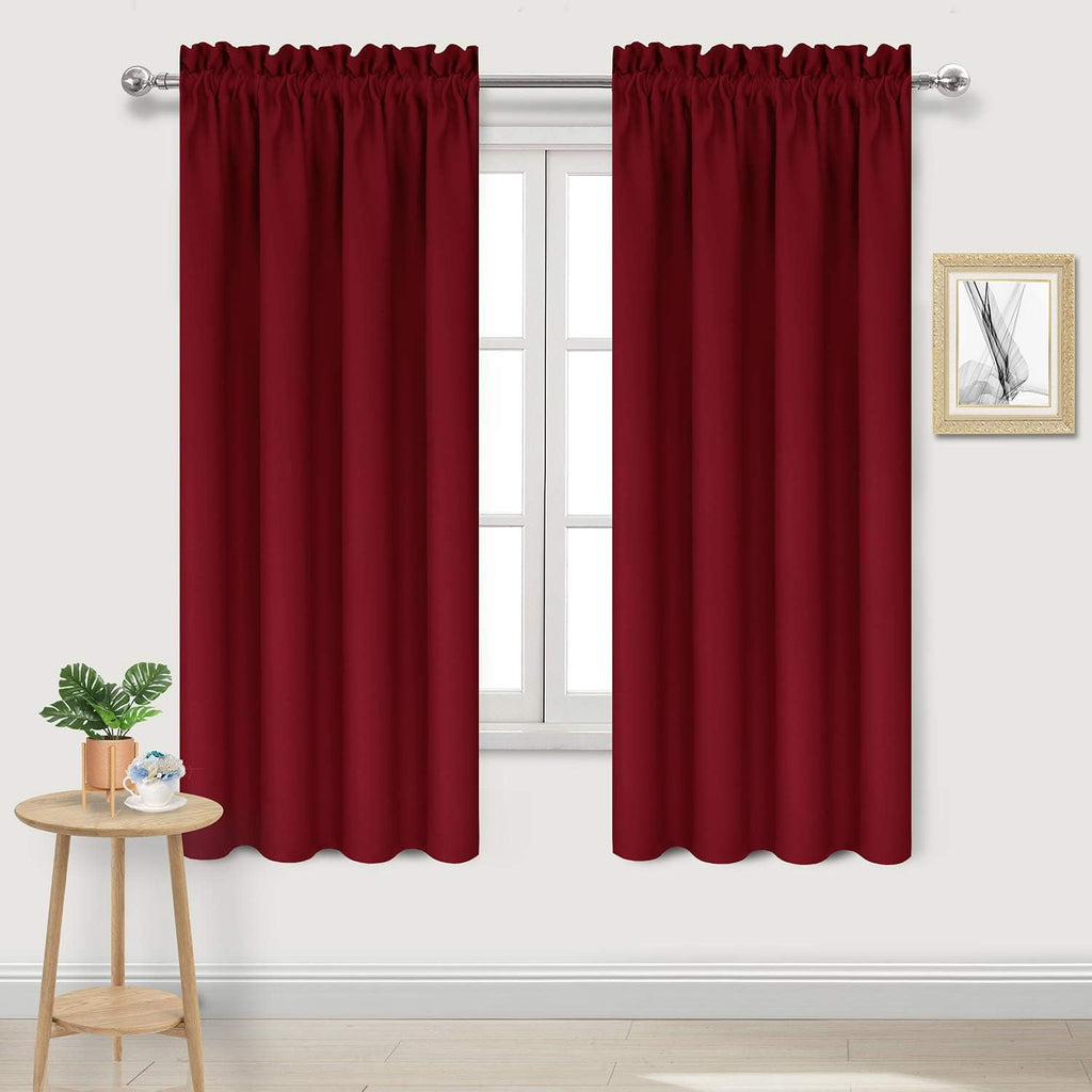Dwcn Burgundy Room Darkening Blackout Curtains - Thermal Insulated Privacy Energy Saving Window Curtain Drapes 38 x 72 inch Length, Set of…