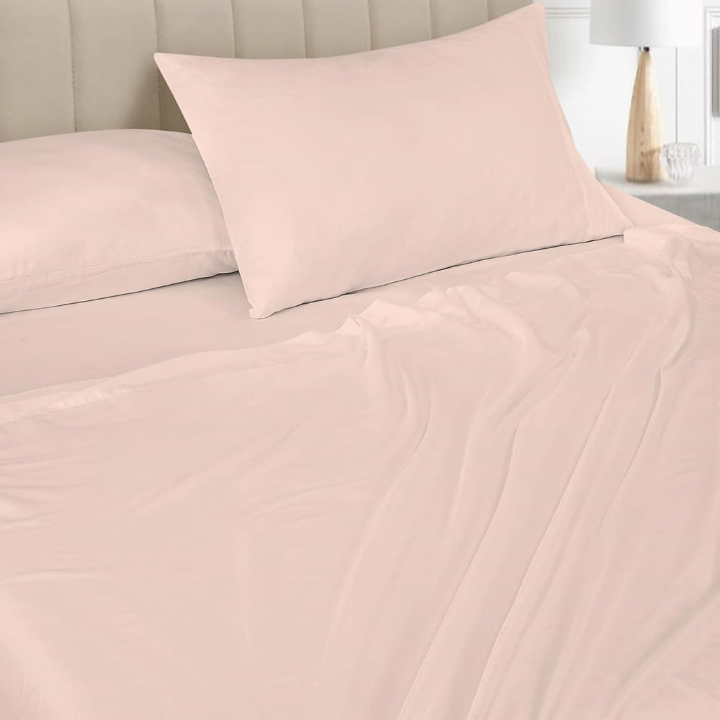 Royalelinens ROYALE LINENS Bamboo Viscose King Sheet Set - Cooling Bed Sheet Set - 1 Fitted, 1 Flat & 2 Pillowcase - Fits Up to 16" - Organ…